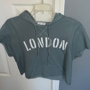 Cropped short sleeve hoodie
